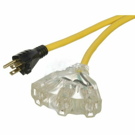 AMERICAN IMAGINATIONS 1181.1 in. Yellow Plastic Lighted Triple Outlet Cable AI-37221